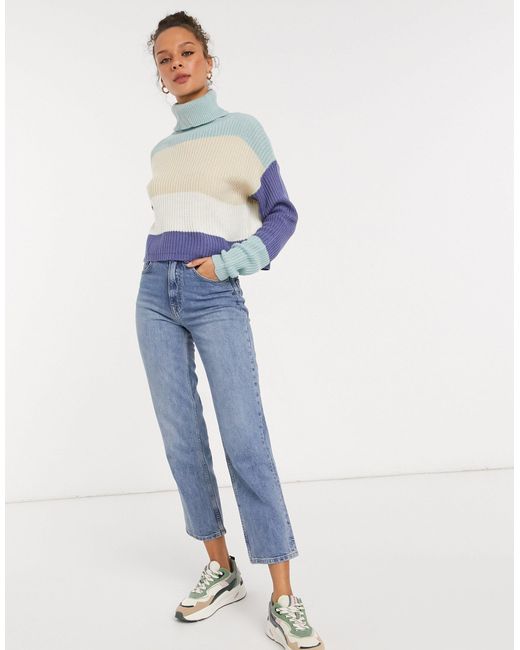 blue cropped knitted jumper