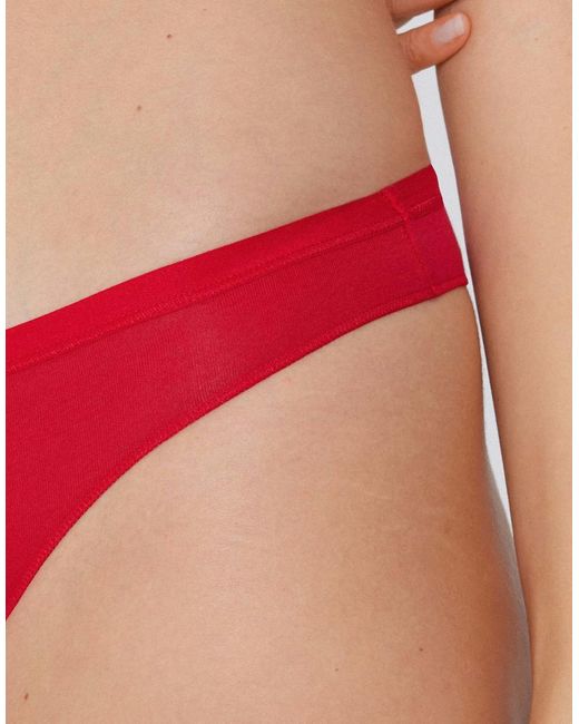 Tezenis Red Plain Colour Cotton Brazilian Briefs