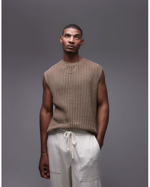 Topman – strick-tanktop in Brown für Herren