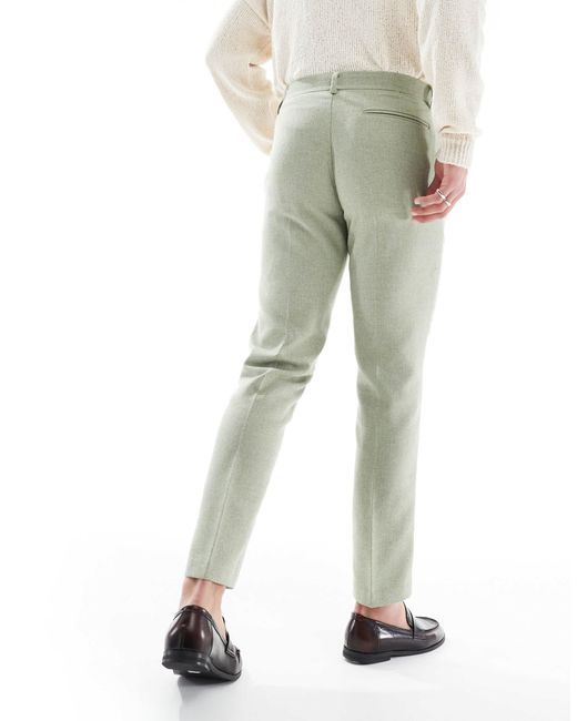 ASOS – schmal geschnittene wollmix-anzughose in Green für Herren