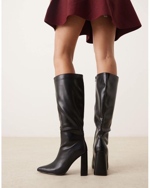 Glamorous Black Pointed Knee Boots