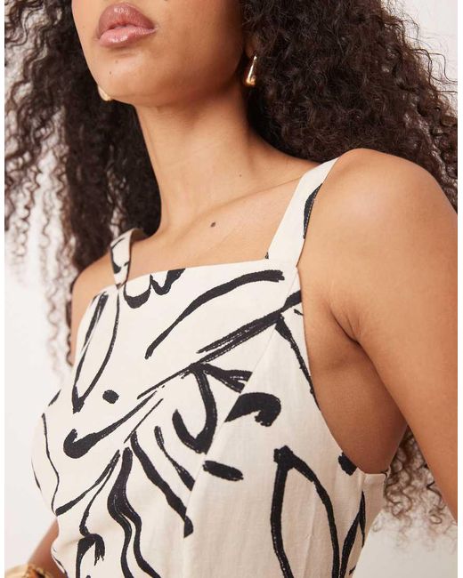 ASOS Natural Square Neck Dropped Waist Midi Sundress