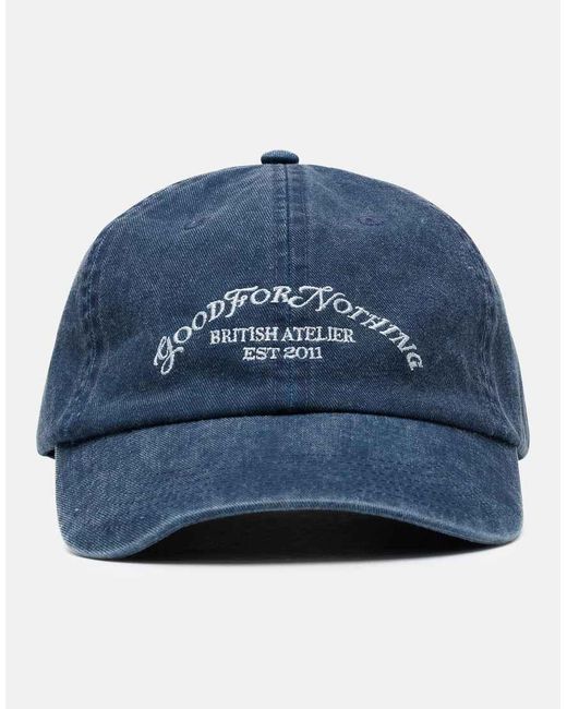 Good For Nothing Blue Washed Cap With Embroidered Logo for men