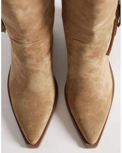 SIMMI Brown Simmi London Wide Fit Tevy Fringed Western Knee Boots