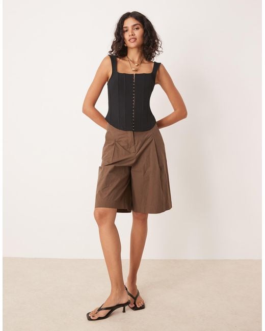 ASOS Black Corset Top With Eyelet Front