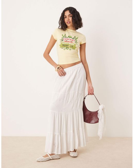 T-shirt effet rétréci avec imprimé tuscany olive - jaune ASOS en coloris Pink