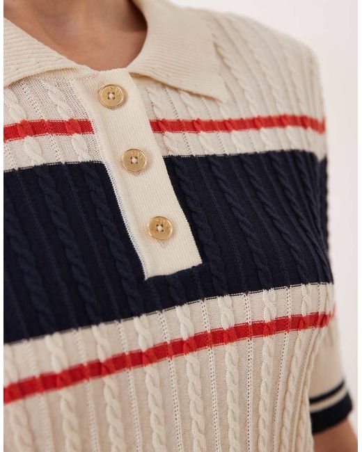 Gant Blue Button Up Polo Sweater With Stripe