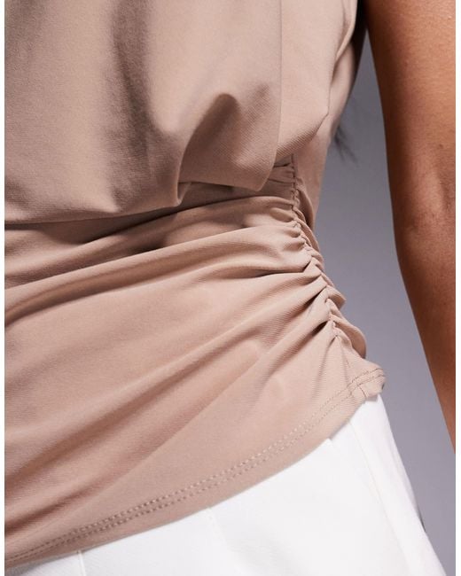 ASOS Natural Twist Shoulder Drape Top