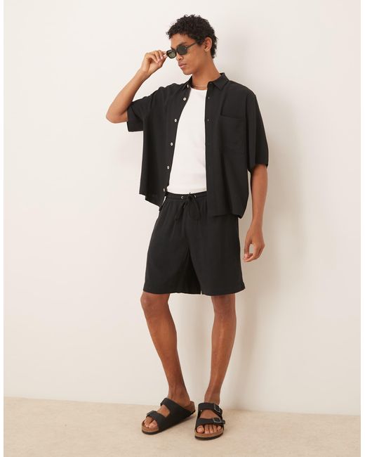 ASOS Natural Co-ord baggy Fit Pull On Linen Rich Short for men