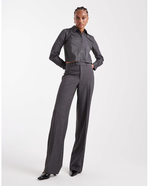 Vero Moda Gray Straight Smart Trouser With Crease Front
