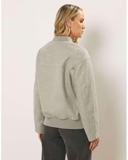 Long Tall Sally Natural Brushed Pocket Bomber Jacket
