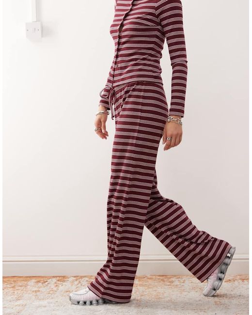 Collusion Red Relaxed Rib Trousers