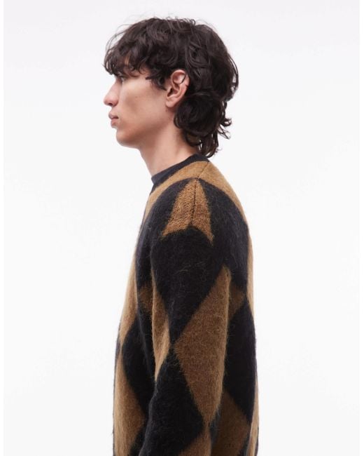 AllSaints Black Bower Crew Neck Diamond Knitted Jumper for men