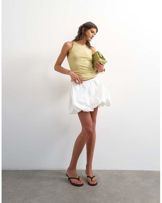TOPSHOP White Bubble Hem Mini Skirt