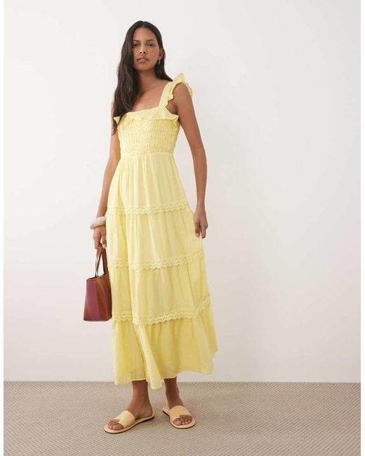 New Look Metallic Tiered Frill Shirred Maxi Dress