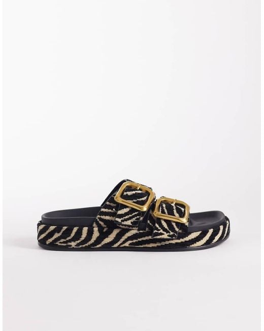 ASOS Black Floyd Oversized Buckle Footbed Sandals