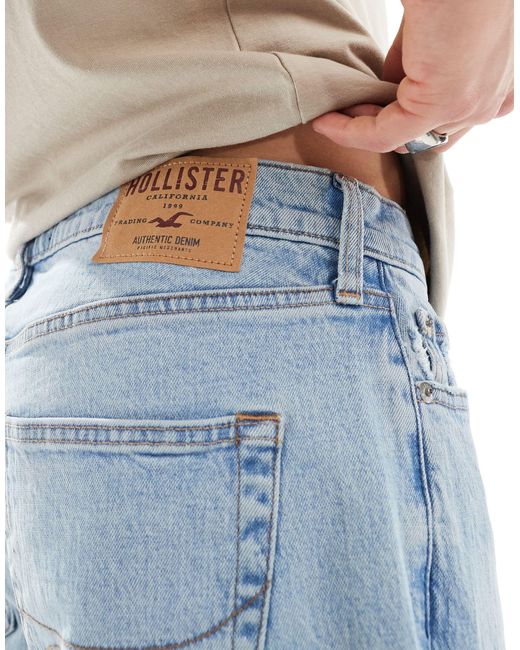 Jeans larghi lavaggio chiaro di Hollister in Blue da Uomo