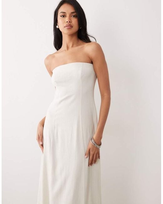 Miss Selfridge Natural Linen Look Bandeau Maxi Dress