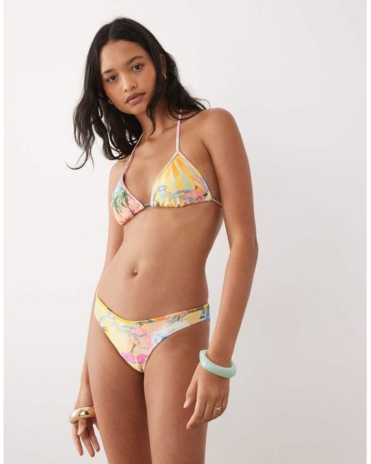 Rip Curl Yellow Rip Curl Beach Print Triangle Bikini Top