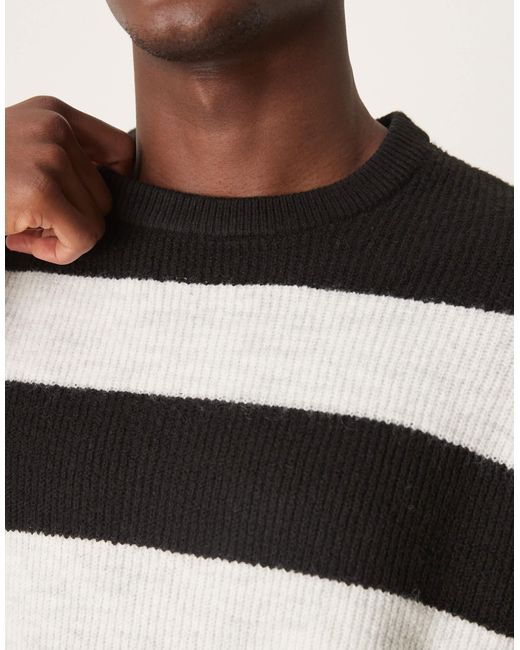 ASOS – oversize-strickpullover mit streifen in Black für Herren