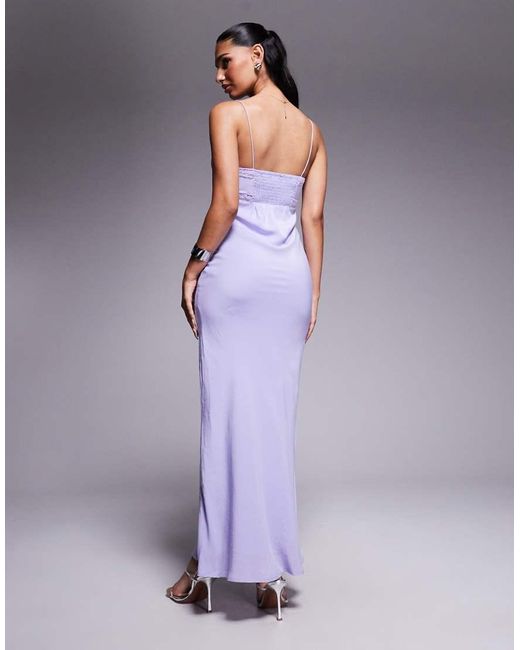 Princess Polly Purple Emily Lace Trim Tie Front Cami Fishtail Maxi Dress