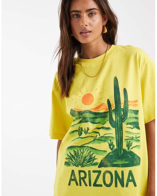 ASOS Yellow Oversized T-Shirt With Arizona Painting