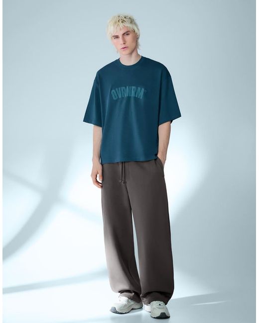 Bershka Blue Balloon Fit Tracksuit Bottoms for men