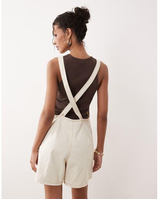 ASOS Natural Denim Playsuit With Scoop Neck And Cross Back