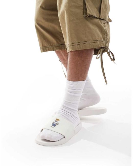 Polo Ralph Lauren White Slider With Bear Logo for men