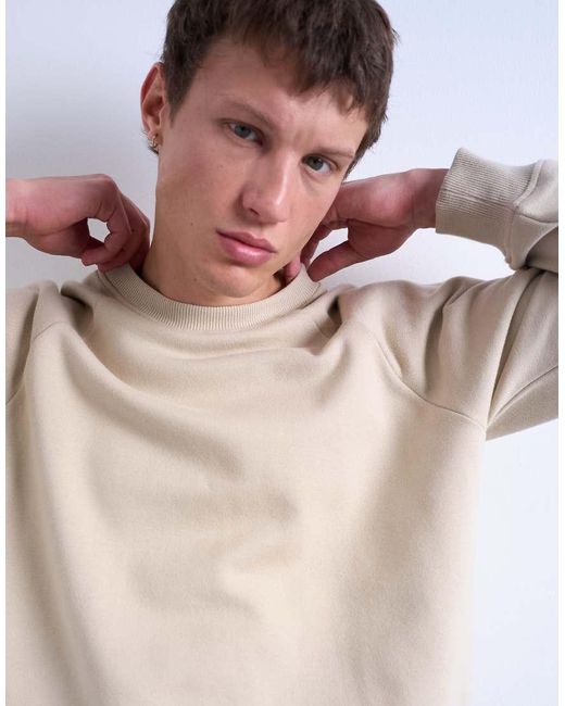 Topman Natural Boxy Fit Raglan Sweatshirt for men