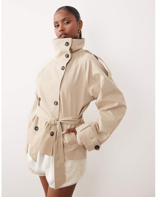 Gina Tricot Brown High Neck Trench Jacket