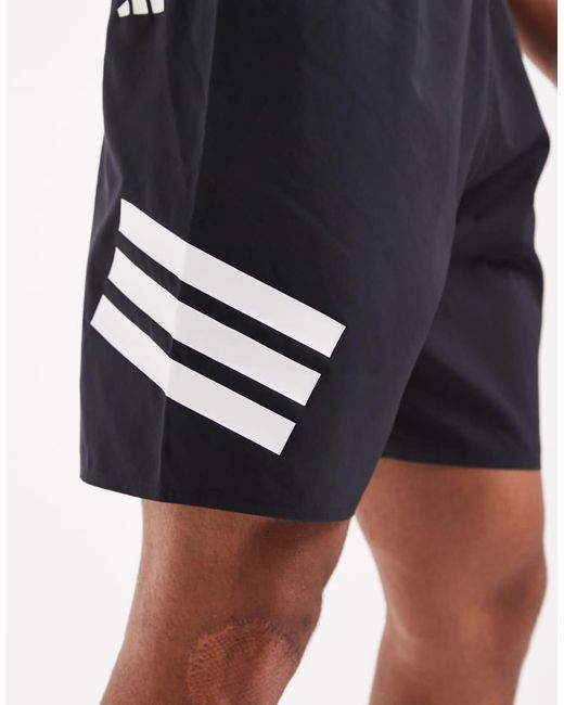 Adidas Originals Blue Adidas Training 8"" 3 Stripe Swim Shorts for men