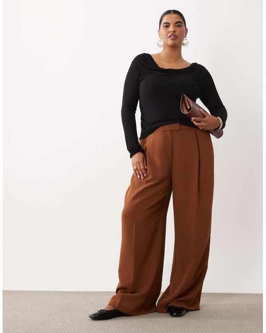 ASOS Black Asos Design Curve Fine Knit Cowl Neck Draped Top