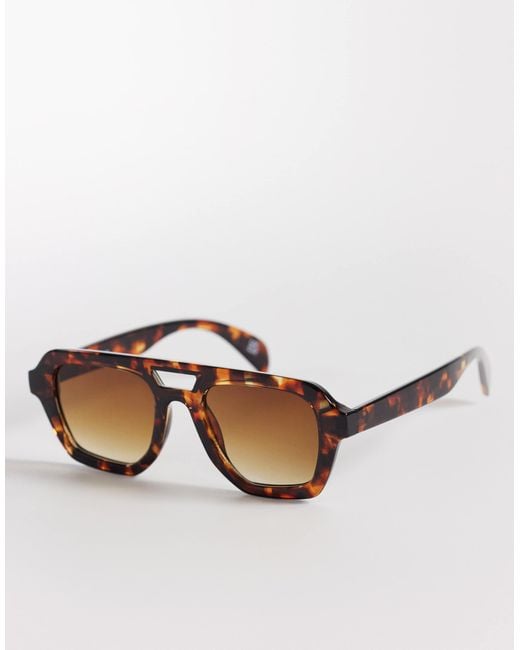 ASOS Natural Angular Aviator Sunglasses