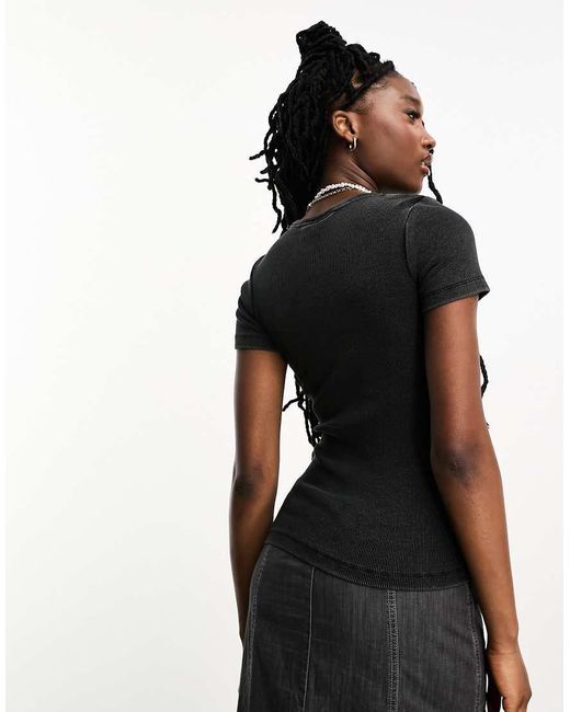 JJXX Black Frankie Ribbed T-shirt