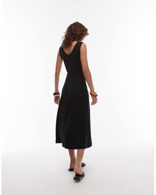 ARKET White Compact Rib Knit Sleeveless Midi Dress