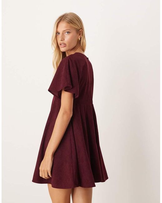 ASOS Red Cord T-shirt Mini Dress With Stitching Detail