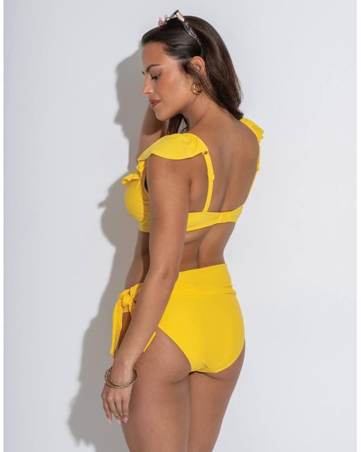 Pour Moi Yellow Bermuda Tie Fold Over Bikini Brief