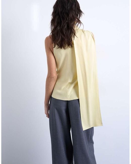 TOPSHOP Natural Scarf Detail Satin Top