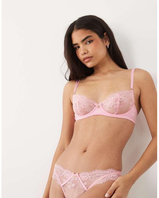 Boux Avenue Brown Elsbeth Embroidered Non Padded Balconette Bra
