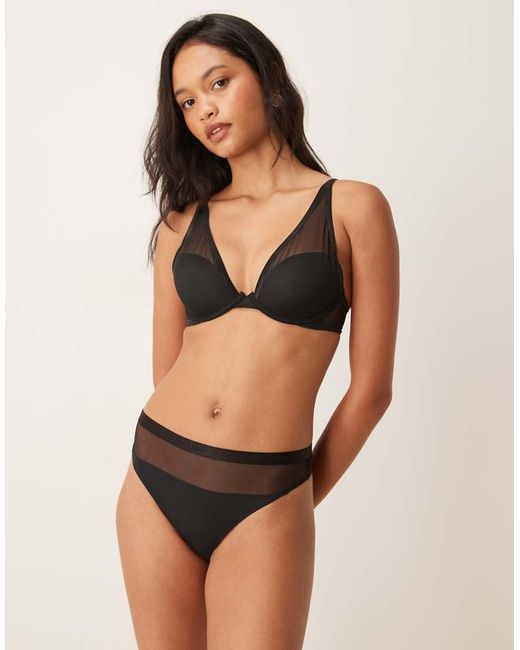 Calvin Klein Black Signature Modal Sheer Mesh Thong
