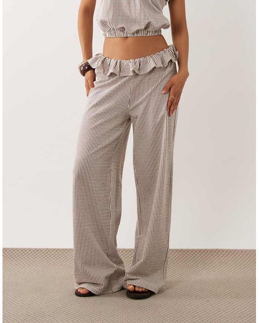 ASOS Natural Frill Detail Wide Leg Co-ord Trousers