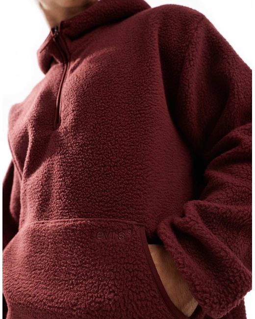 Levi's – kapuzenpullover aus sherpa-fleece in Red für Herren