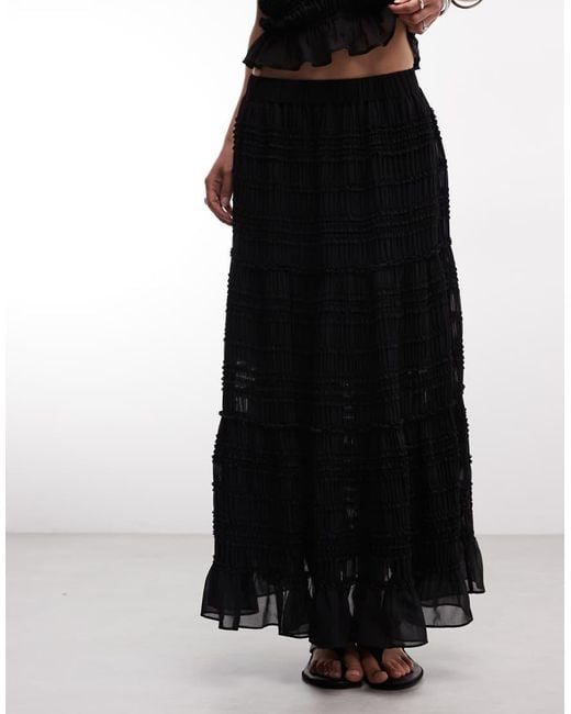 AllSaints White Lotus Co-Ord Ruffle Mesh Midi Skirt