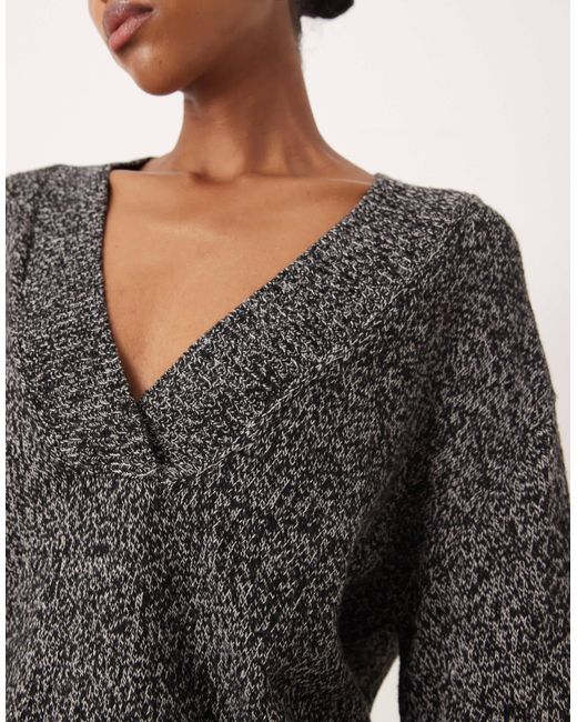 Pull col en v - poivre et sel Mango en coloris Gray