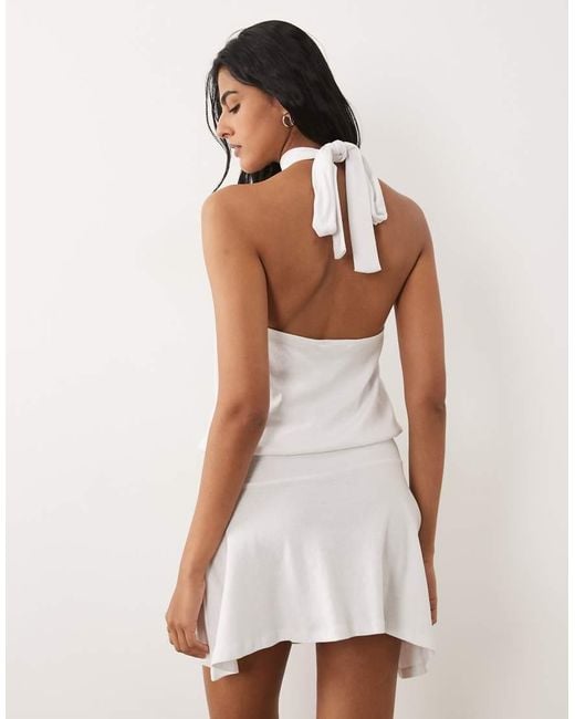 Mango Natural Teen High Neck Sleeveless Halterneck Mini Dress