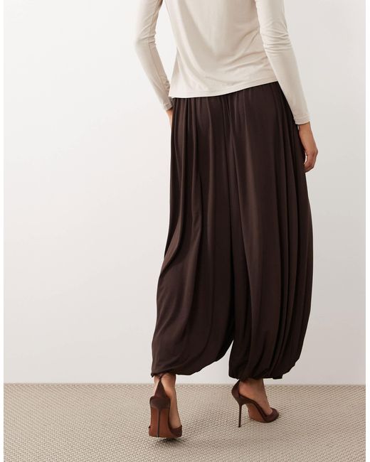 Iyal Black Jersey Cuffed Balloon Leg Trousers