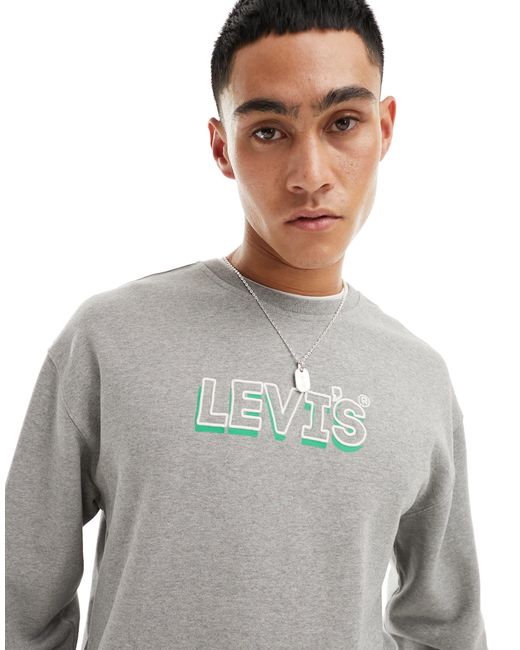 Felpa grigia con logo stile titolo di Levi's in Gray da Uomo
