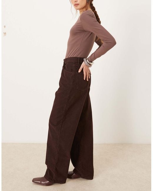 ASOS Natural Corduroy Wrap Over Wide Leg Jean