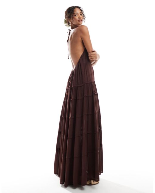 Pull&Bear Purple – gestuftes maxikleid